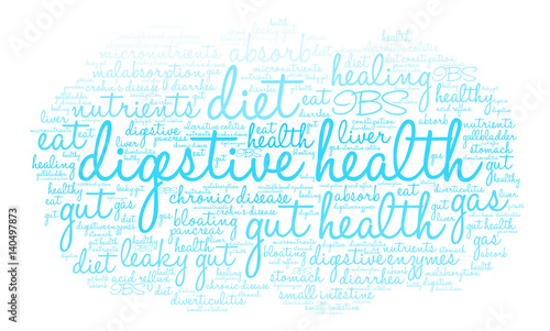 Digestive Health Word Cloud on a white background. 