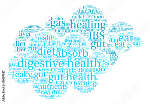 Digestive Health Word Cloud on a white background. 