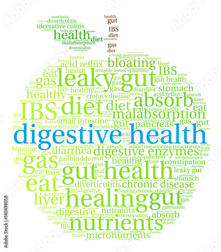 Digestive Health Word Cloud on a white background. 
