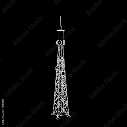 Radio Tower. Isolated on bl...