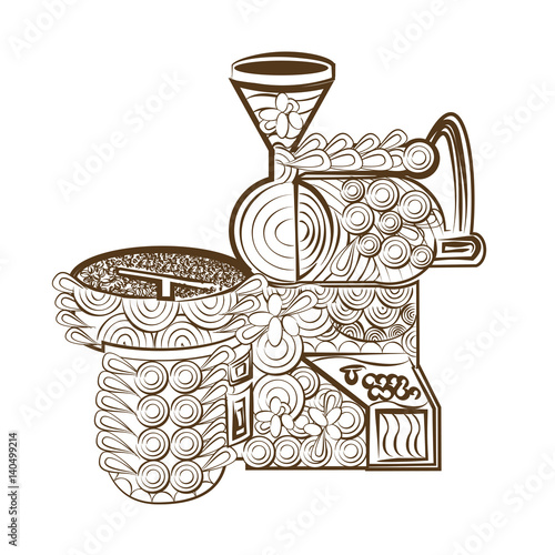 Fototapeta line art design coloring page roaster coffee