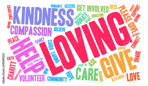 Loving Word Cloud on a white background. 