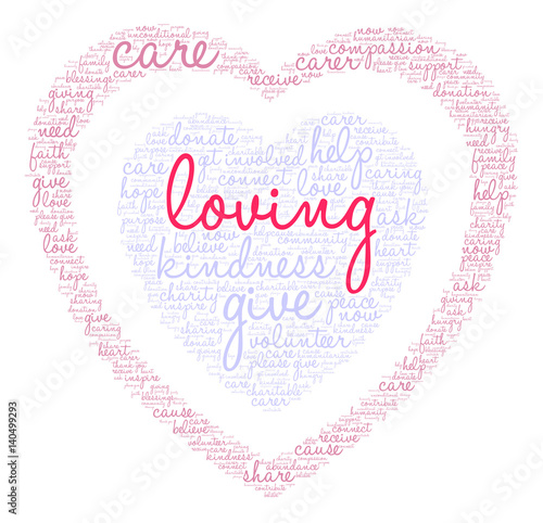 Loving Word Cloud on a white background. 