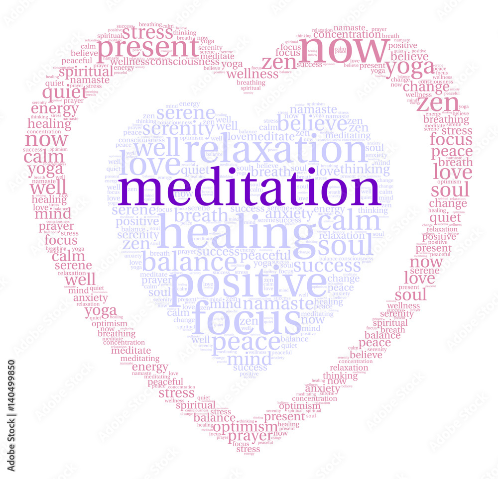 Meditation Word Cloud on a white background. Meditation Word Cloud on a white background.