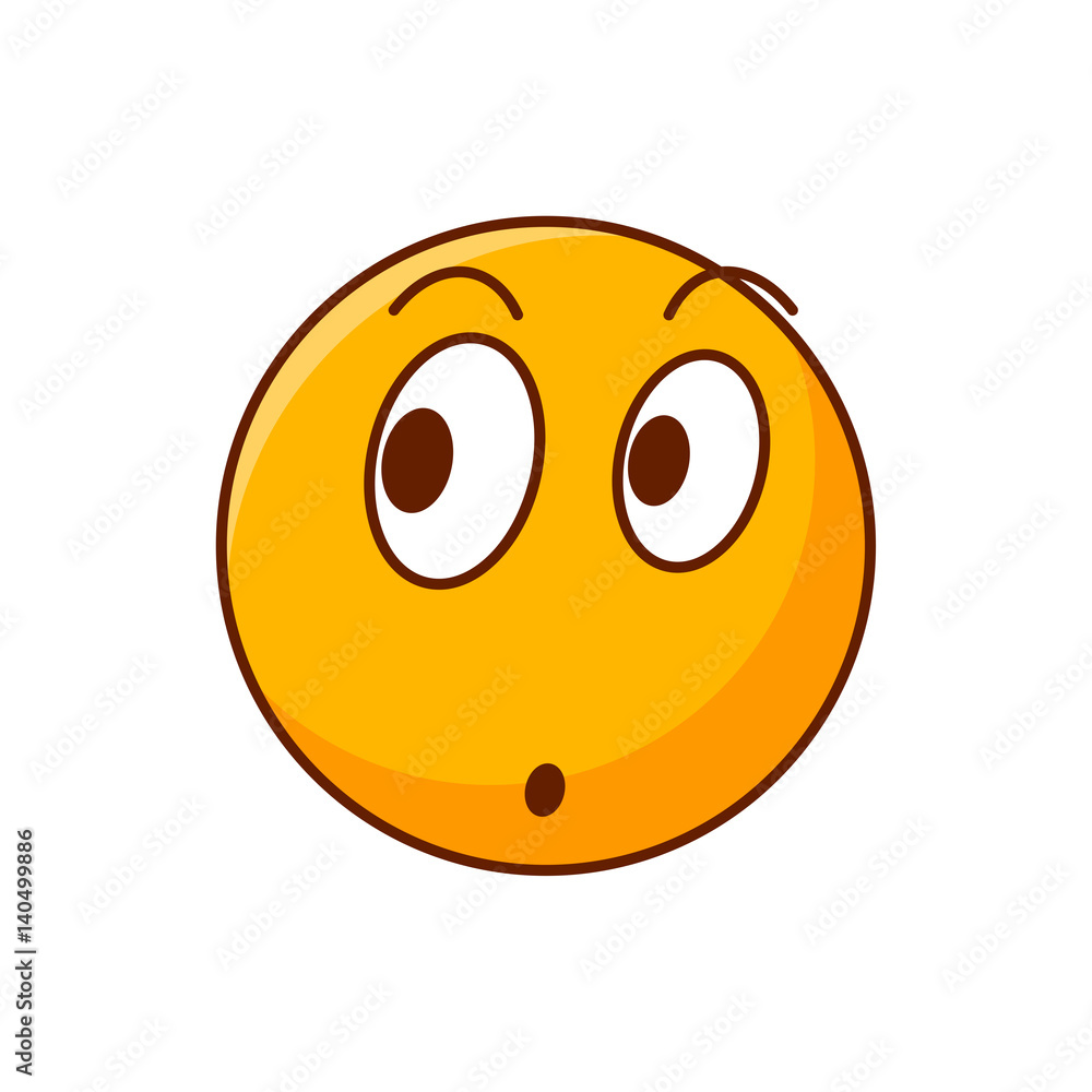 Fototapeta premium Surprised emoticon. Vector icon emoji. Flat yellow smiley