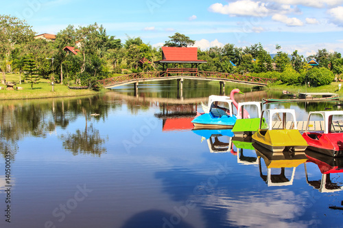 pedal boats on garden