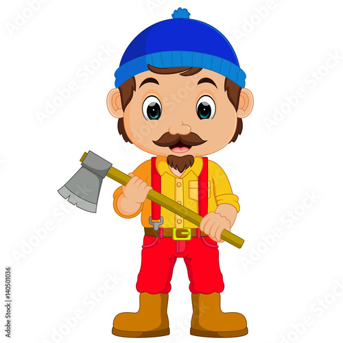 Cartoon lumberjack holding an axe