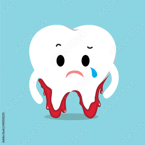 Vector of Tooth with scurvy disease resulting from lacking of vitamin C