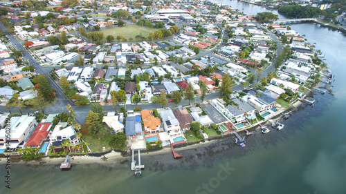 Aerial view of water front properties on Isle of Capri, Gold Coast