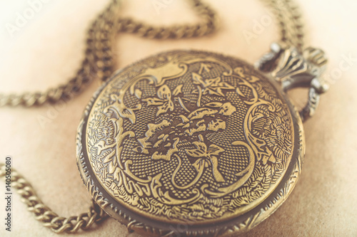 Back Of Antique necklace Watch with patterns.Macro shoot 