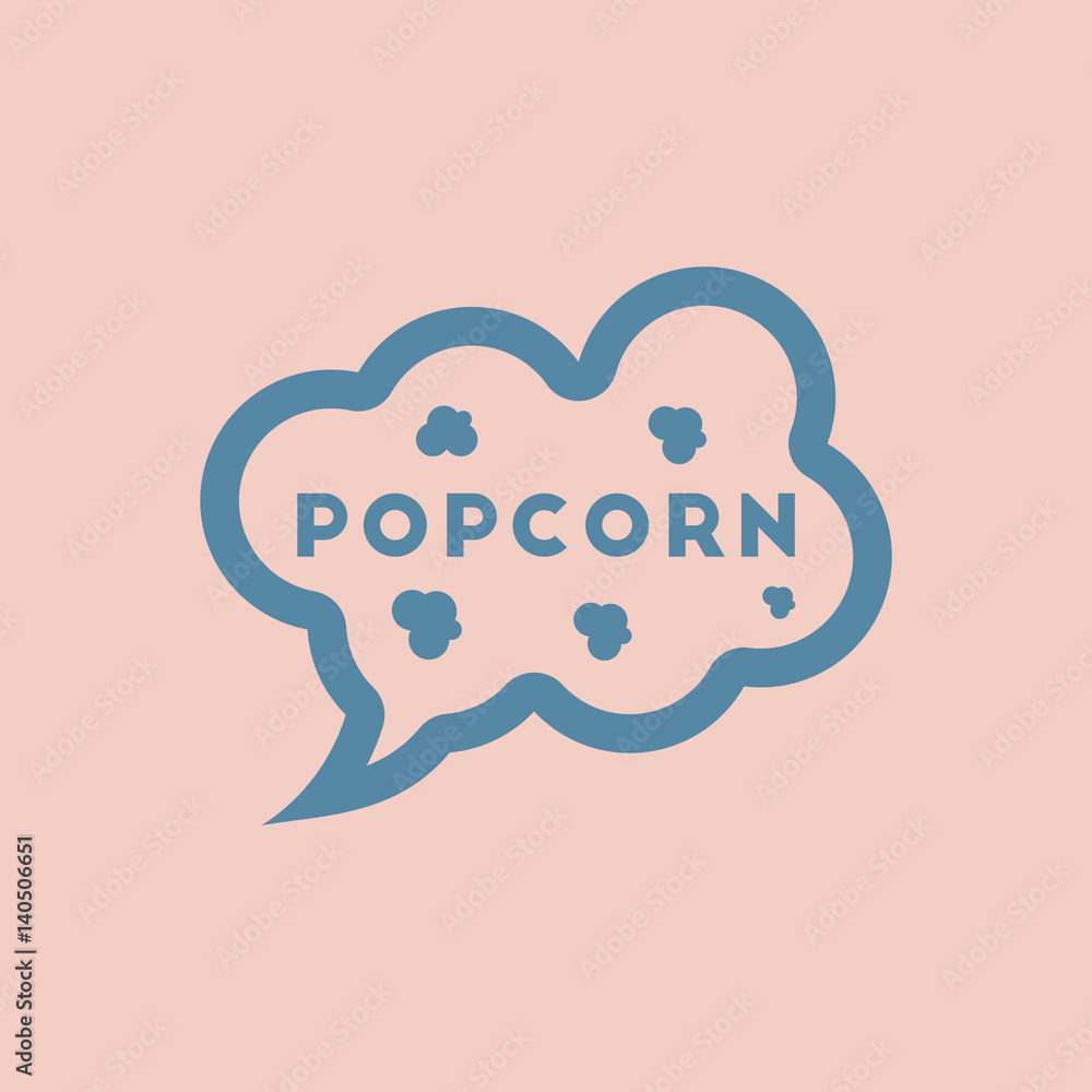 Popcorn label Vector illustration in flat style Cinema Popcorn in Speech Bubble Popcorn label Vector illustration in flat style Cinema Popcorn in Speech Bubble