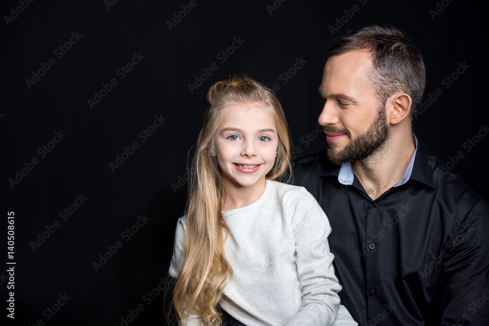 Smiling father and daughter Smiling father and daughter