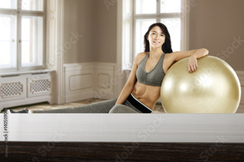 desk of free space and woman on floor 