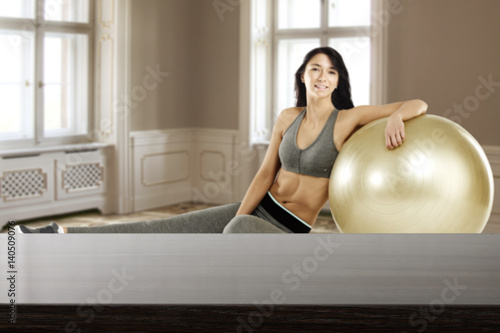 desk of free space and woman on floor 