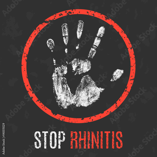 Vector illustration. Human sickness. Stop rhinitis.
