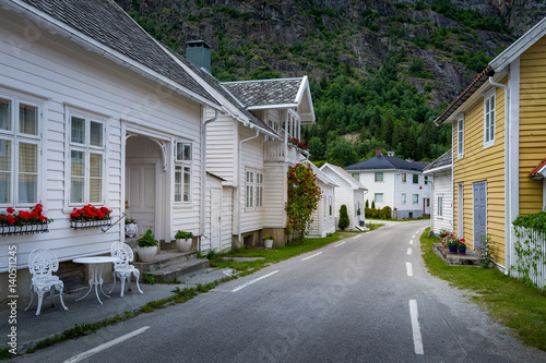 Solvorn small norwegian town street photo