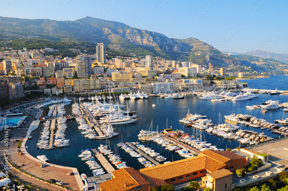 Panoramic view of Hercules harbour in Monaco