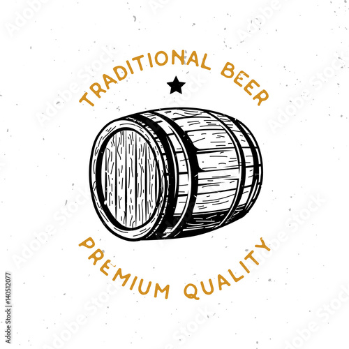 beer themed logo with wooden beer cask