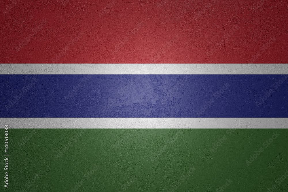 Flag of the Gambia on stone background, 3d illustration Flag of the Gambia on stone background, 3d illustration