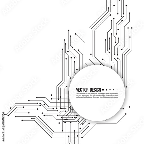 Abstract  background with high tech circuit board texture. Vector electronic motherboard illustration. Communication and engineering technology concept.
