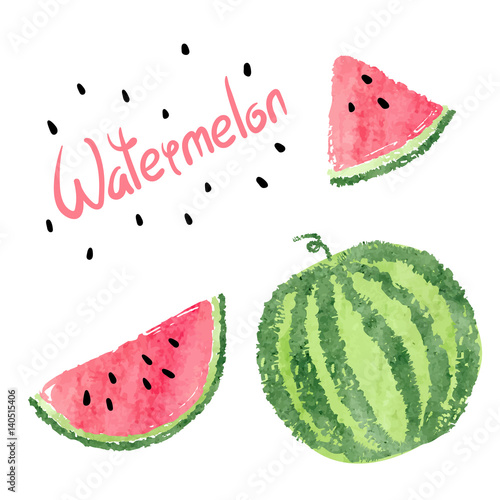 Watercolor watermelon set. ...