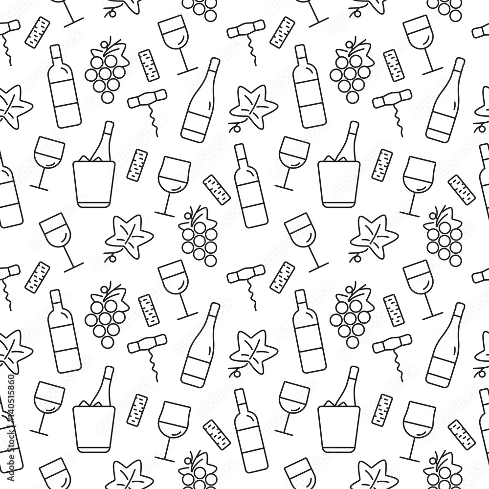 Seamless pattern with wine icons