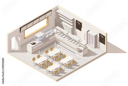 Vector isometric low poly self service restaurant