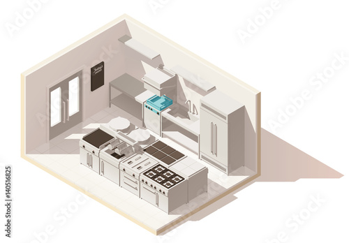 Vector isometric low poly professional kitchen