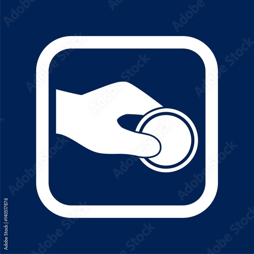 Human hand and money coin - illustration in flat style