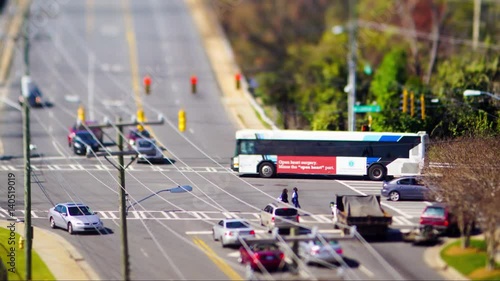 tilt shift timelapse of city intersection