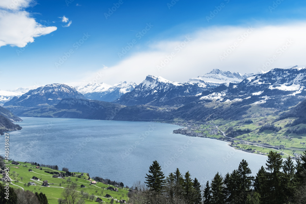 Lake lucerne top view Buergenstock