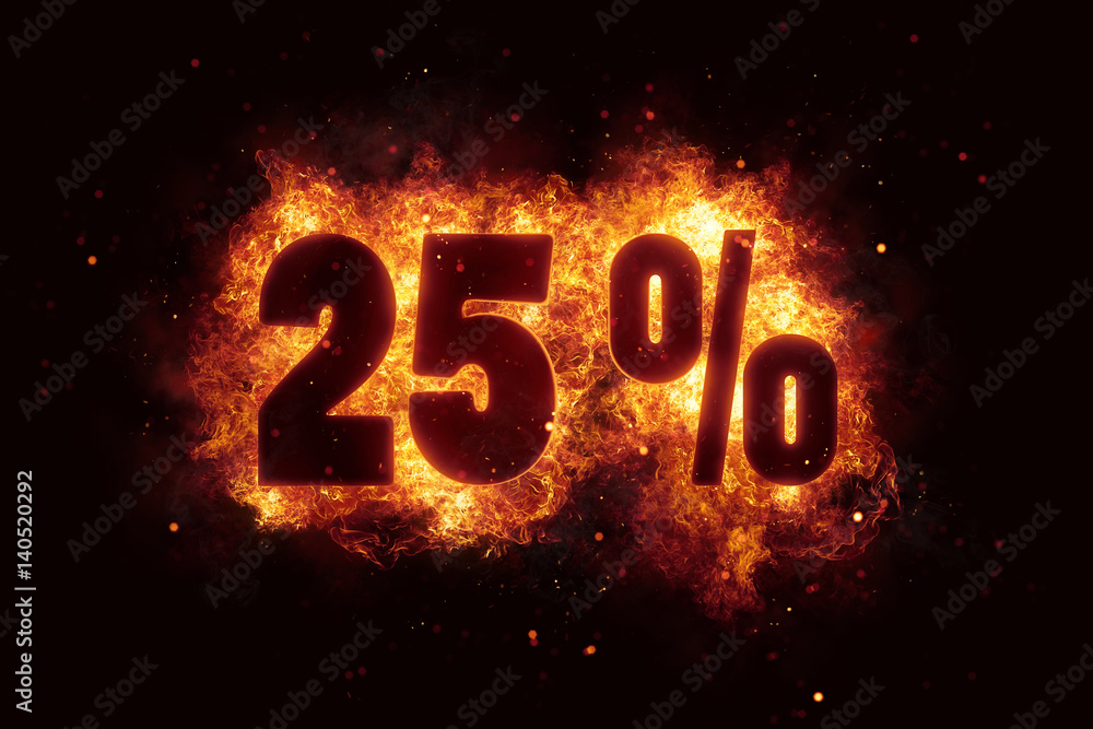 burning 25 percent sign discount offer fire off burning 25 percent sign discount offer fire off