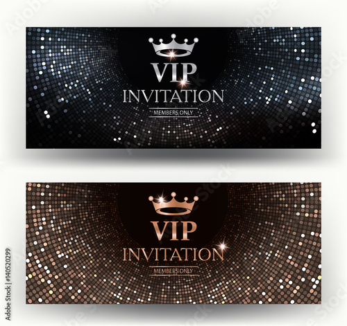 VIP elegant invitation cards with abstract background. Vector illustration
