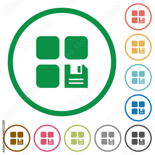 Save component flat icons with outlines