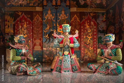 Tela KHON THAI Kumarakorn Character in Ramayana story is mask dancing the best of Thailand and Asia