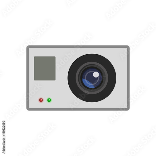 Active camera image in a realistic style. Camera icon on a white background