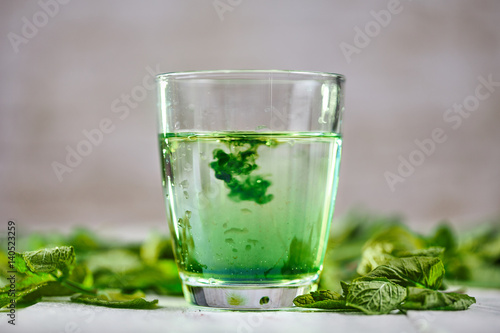 Chlorophyll detox drink with green mint