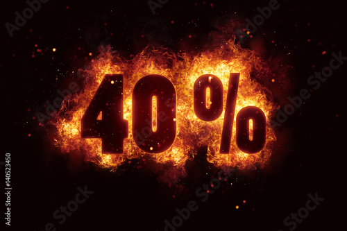 burning 40 percent sign discount offer fire off