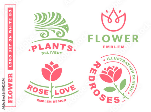 Set flowers logo - vector illustration, emblem design on white background