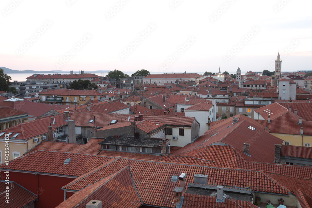 Red tiled roofs in the resort town of the Adriatic coast of Croatia.