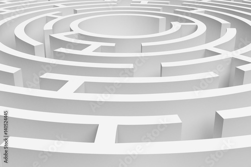 3D rendering of the white round maze consruction approximated