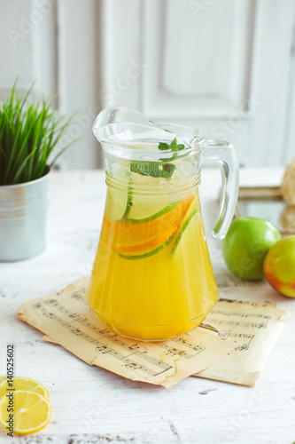 Fresh lemonade drink orange detox mint