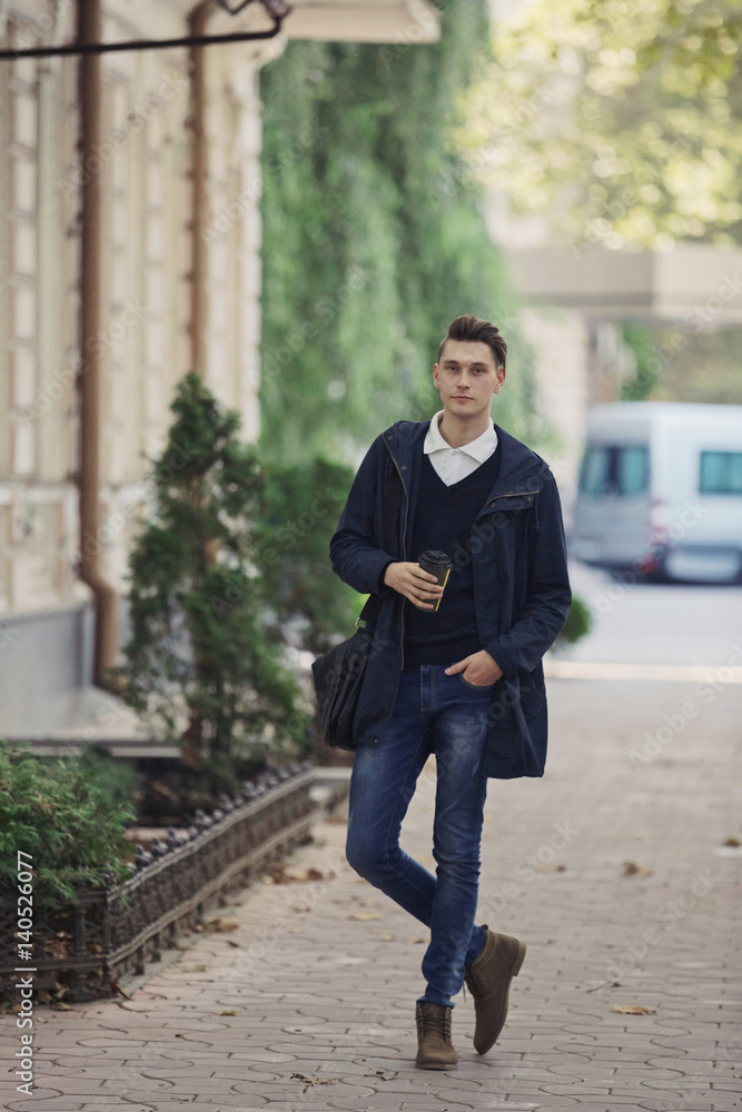 Fototapeta premium Hipster man walking in the streets