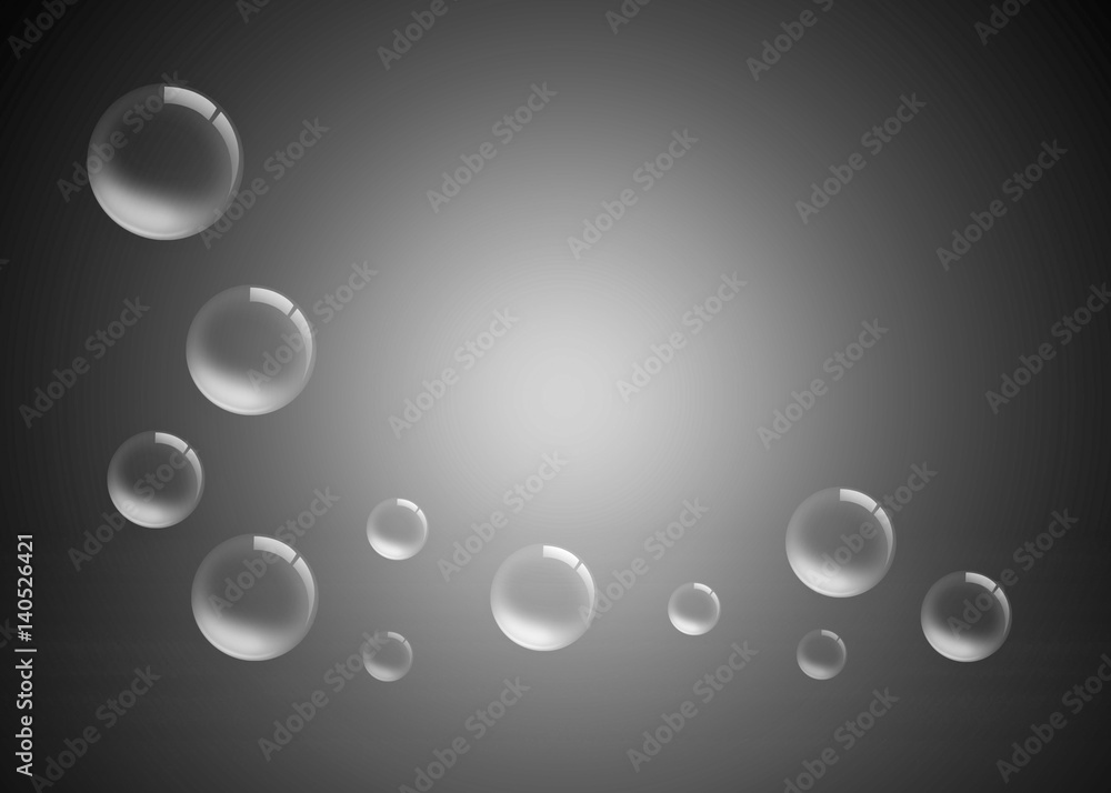 Burbujas, fondo iluminado en blanco y negro