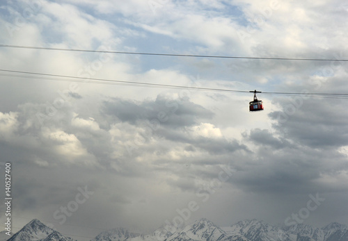 Almaty, Kazakhstan, view to mountains and Cableway