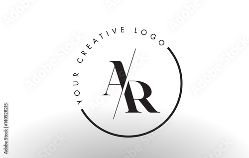 AR Serif Letter Logo Design with Creative Intersected Cut.