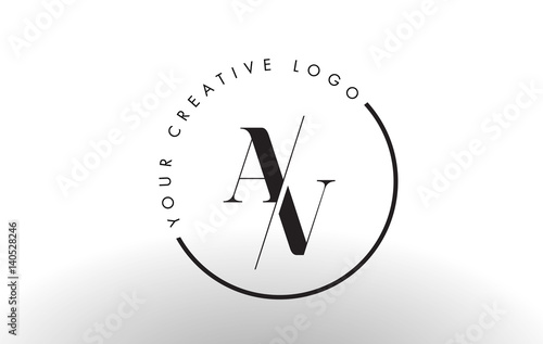 AV Serif Letter Logo Design with Creative Intersected Cut.