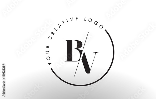 BV Serif Letter Logo Design with Creative Intersected Cut. photo