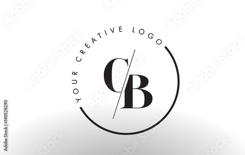 CB Serif Letter Logo Design with Creative Intersected Cut.