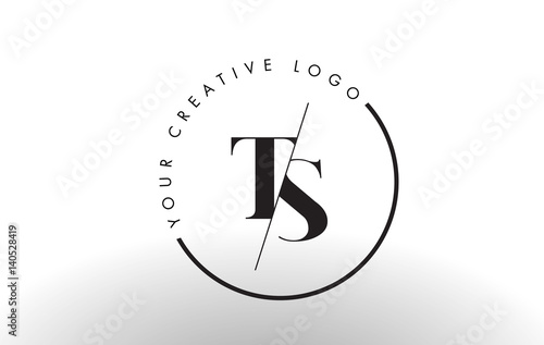 TS Serif Letter Logo Design with Creative Intersected Cut.